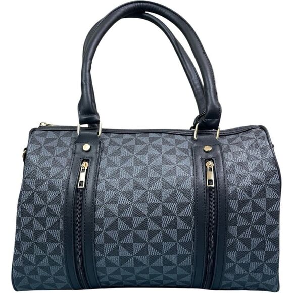 Designer Fashion Black Gray Monogram Large Bag - Picture 3 of 8